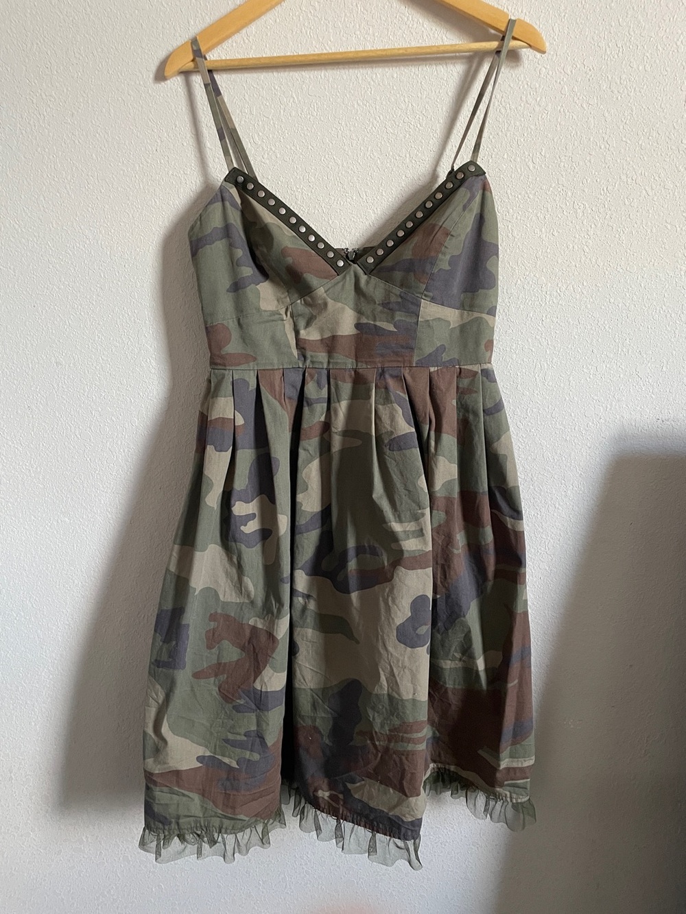 Moda International RARE Vintage Y2K Camo Babydoll Tulle Dress - 10